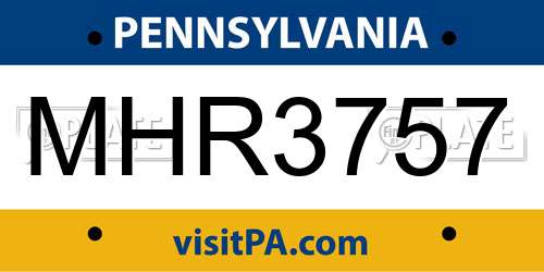 MHR3757 Pennsylvania License Plate