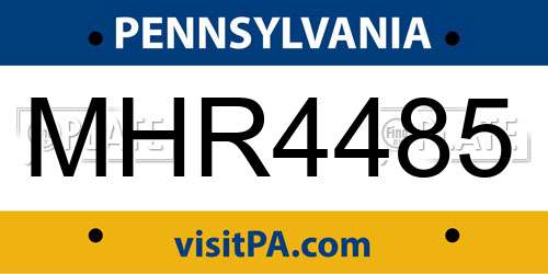MHR4485 Pennsylvania License Plate