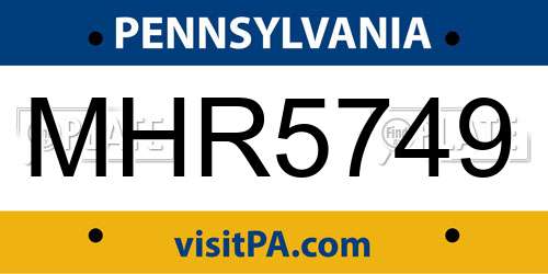 MHR5749 Pennsylvania License Plate