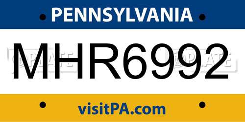 MHR6992 Pennsylvania License Plate