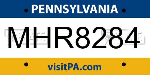MHR8284 Pennsylvania License Plate