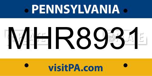 MHR8931 Pennsylvania License Plate
