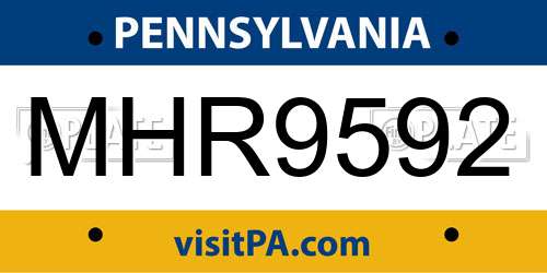 MHR9592 Pennsylvania License Plate