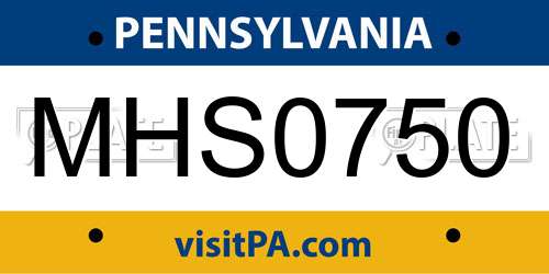 MHS0750 Pennsylvania License Plate