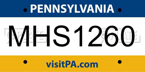 MHS1260 Pennsylvania License Plate