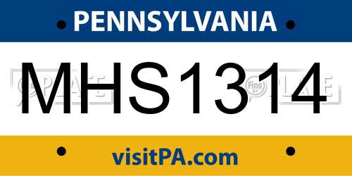 MHS1314 Pennsylvania License Plate