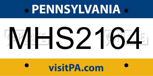 MHS2164 Pennsylvania License Plate