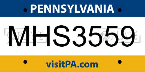 MHS3559 Pennsylvania License Plate