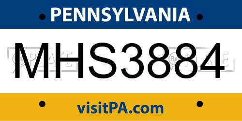 MHS3884 Pennsylvania License Plate