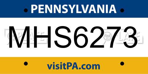 MHS6273 Pennsylvania License Plate