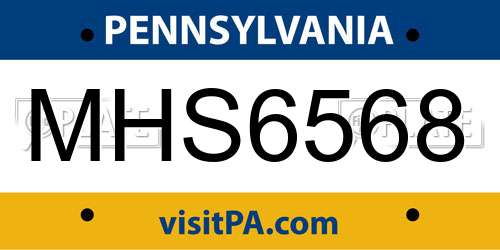MHS6568 Pennsylvania License Plate