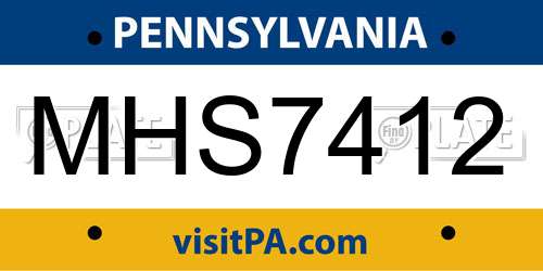 MHS7412 Pennsylvania License Plate