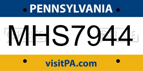 MHS7944 Pennsylvania License Plate