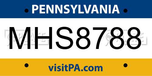 MHS8788 Pennsylvania License Plate