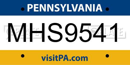 MHS9541 Pennsylvania License Plate