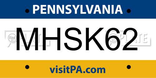 MHSK62 Pennsylvania License Plate