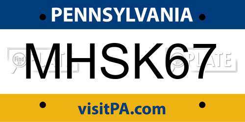 MHSK67 Pennsylvania License Plate