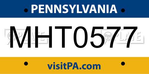 MHT0577 Pennsylvania License Plate