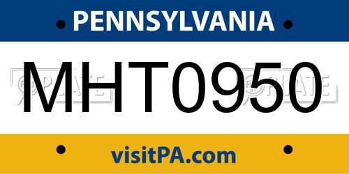 MHT0950 Pennsylvania License Plate