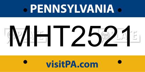 MHT2521 Pennsylvania License Plate