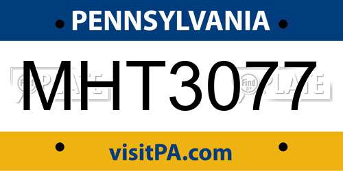 MHT3077 Pennsylvania License Plate