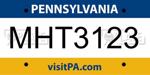 MHT3123 Pennsylvania License Plate