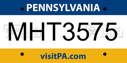 MHT3575 Pennsylvania License Plate