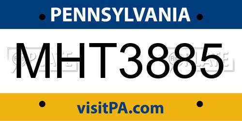 MHT3885 Pennsylvania License Plate