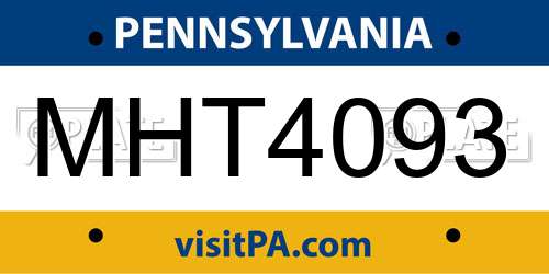 MHT4093 Pennsylvania License Plate