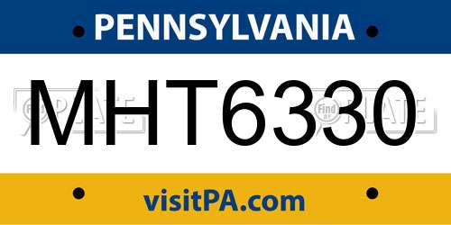 MHT6330 Pennsylvania License Plate