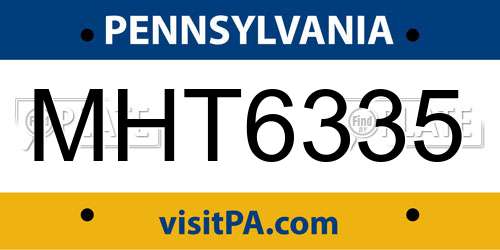 MHT6335 Pennsylvania License Plate