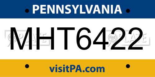MHT6422 Pennsylvania License Plate
