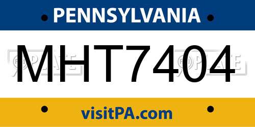 MHT7404 Pennsylvania License Plate