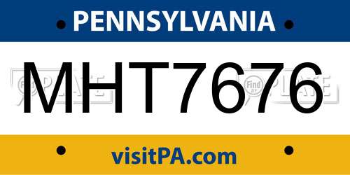 MHT7676 Pennsylvania License Plate