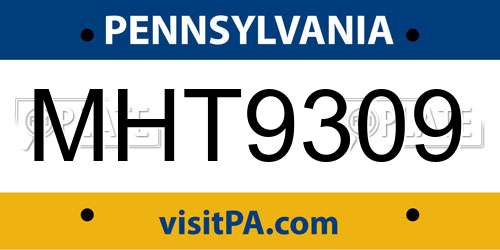 MHT9309 Pennsylvania License Plate