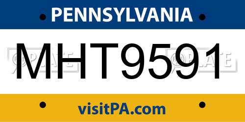 MHT9591 Pennsylvania License Plate