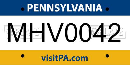 MHV0042 Pennsylvania License Plate