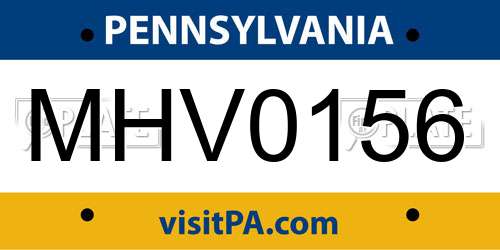 MHV0156 Pennsylvania License Plate