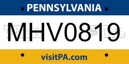 MHV0819 Pennsylvania License Plate