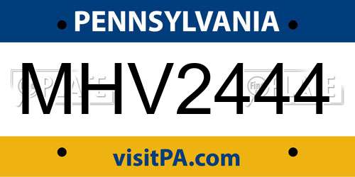 MHV2444 Pennsylvania License Plate