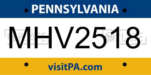 MHV2518 Pennsylvania License Plate