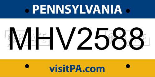 MHV2588 Pennsylvania License Plate