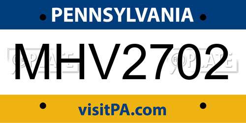 MHV2702 Pennsylvania License Plate