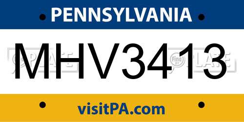 MHV3413 Pennsylvania License Plate