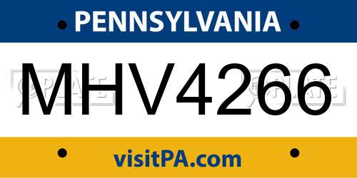 MHV4266 Pennsylvania License Plate