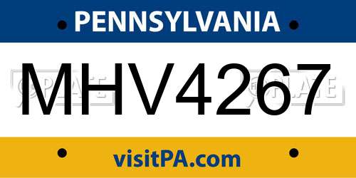 MHV4267 Pennsylvania License Plate