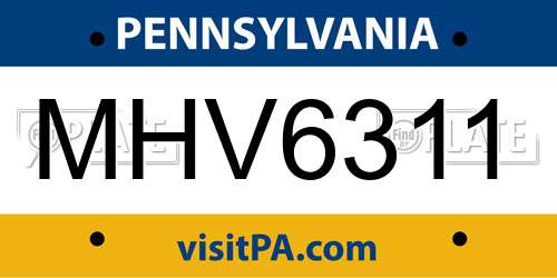 MHV6311 Pennsylvania License Plate