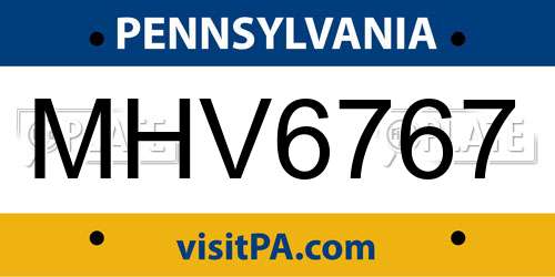 MHV6767 Pennsylvania License Plate