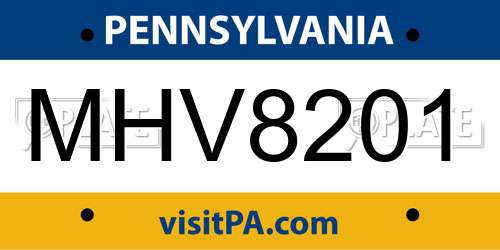 MHV8201 Pennsylvania License Plate