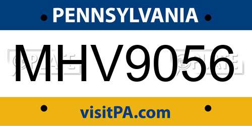 MHV9056 Pennsylvania License Plate